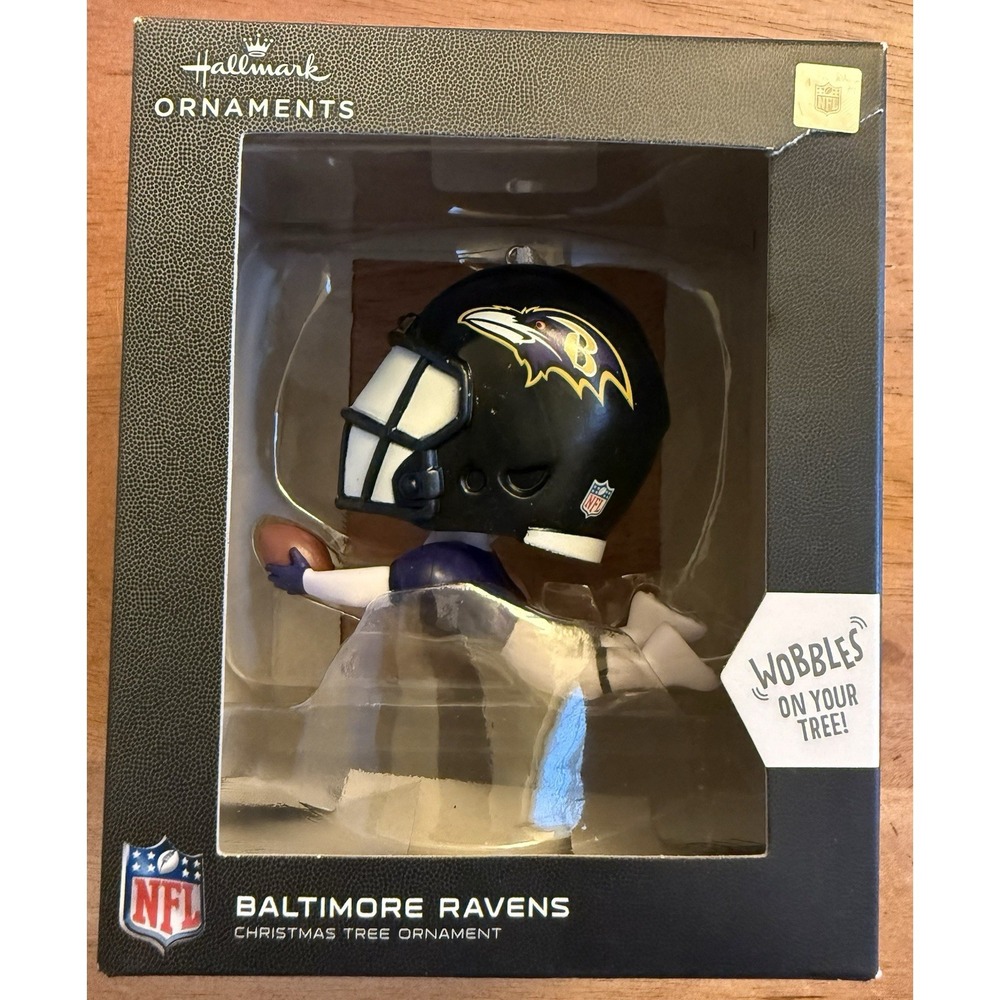 Hallmark NFL Baltimore Ravens Bouncing Buddy Diving Catch Bobble Ornament New‎